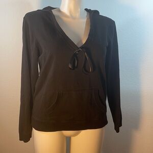 Calvin Klein Black Lightweight Soft Cozy Logo Hoodie with Black Ribbon Tie